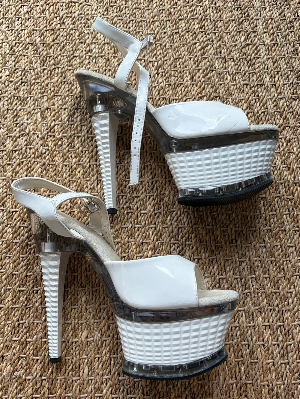 Pleaser White Patent Platform High Heels